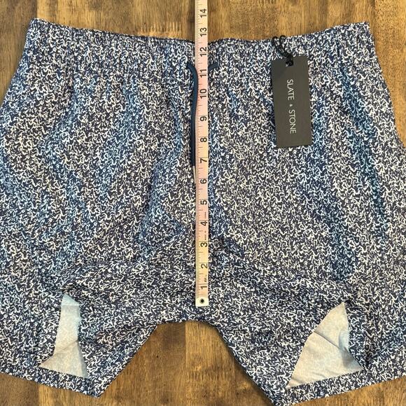 Slate & Stone Cabo Mesh Lined Swim Suit Trunks 5.5” Inseam Blue Pattern Size XL - Picture 4 of 9